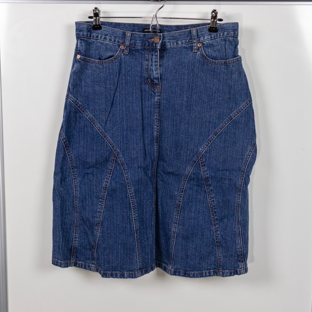Y2K New York and Company Patchwork Denim Skirt